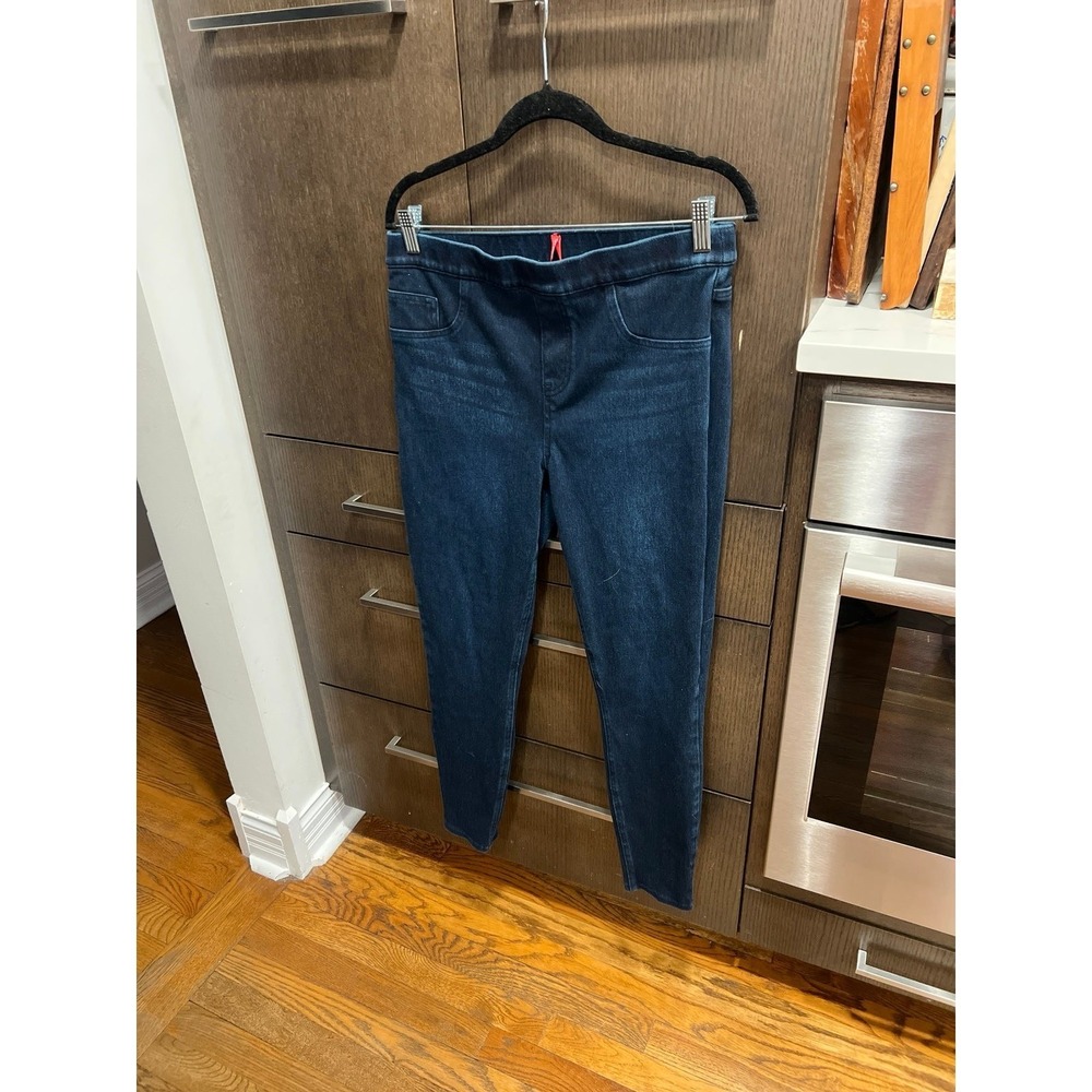Spanx Jean-ish Ankle Leggings in a dark blue wash women's large